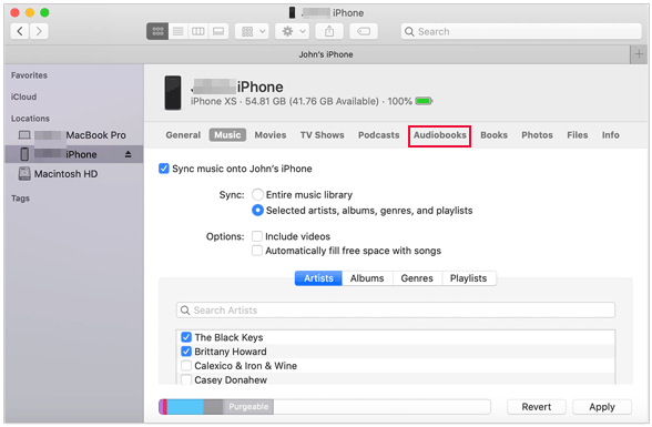 how to add audiobooks to iphone via finder